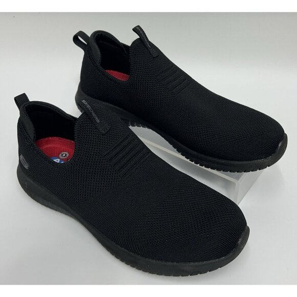 Skechers Work Shoes Womens 7.5 Black Slip On Slip Resistant Relaxed Fit 108034 - Picture 1 of 10